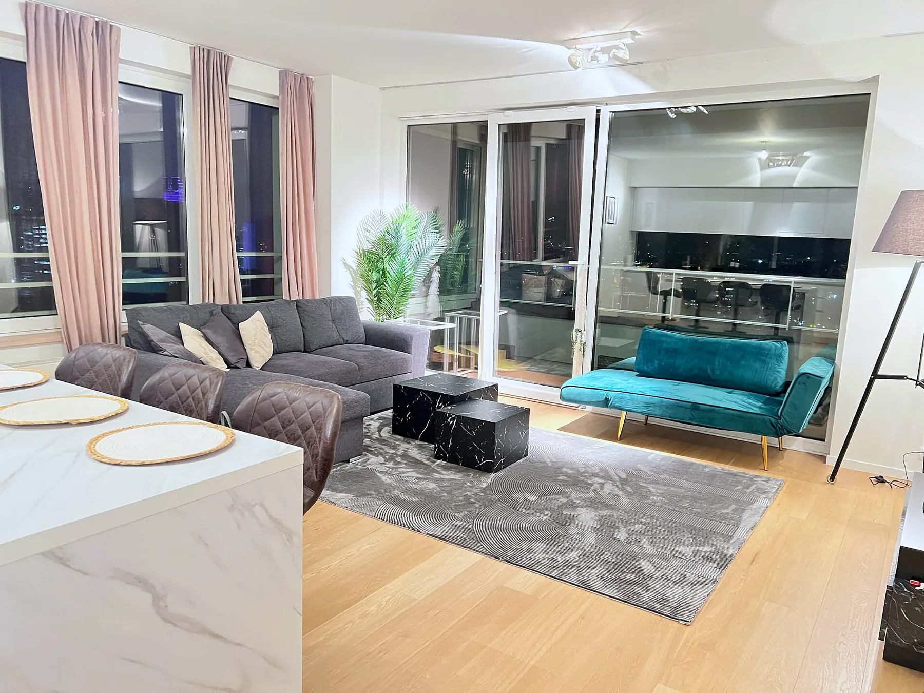 Open-plan living and dining area