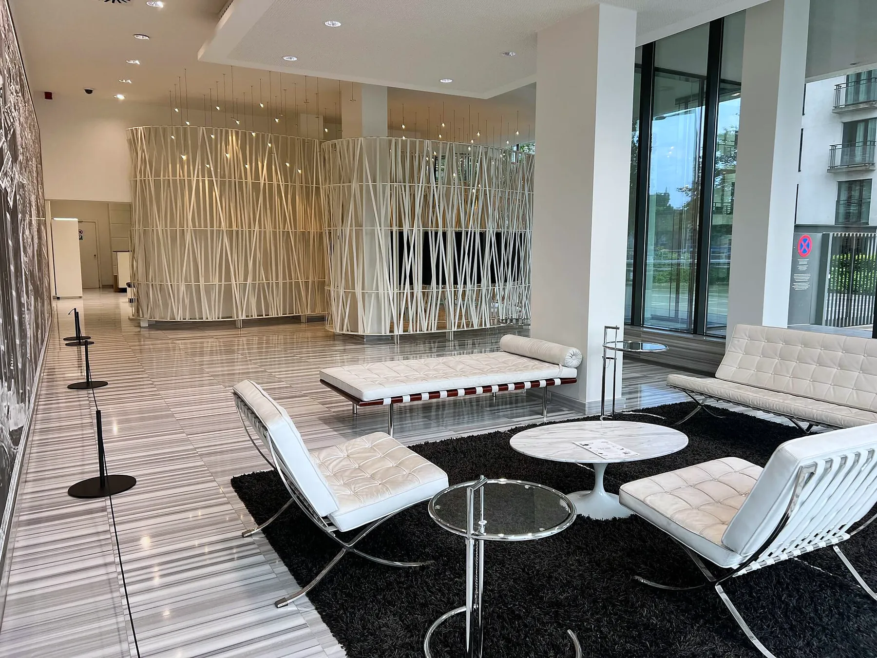 Designer lobby with lounge seating