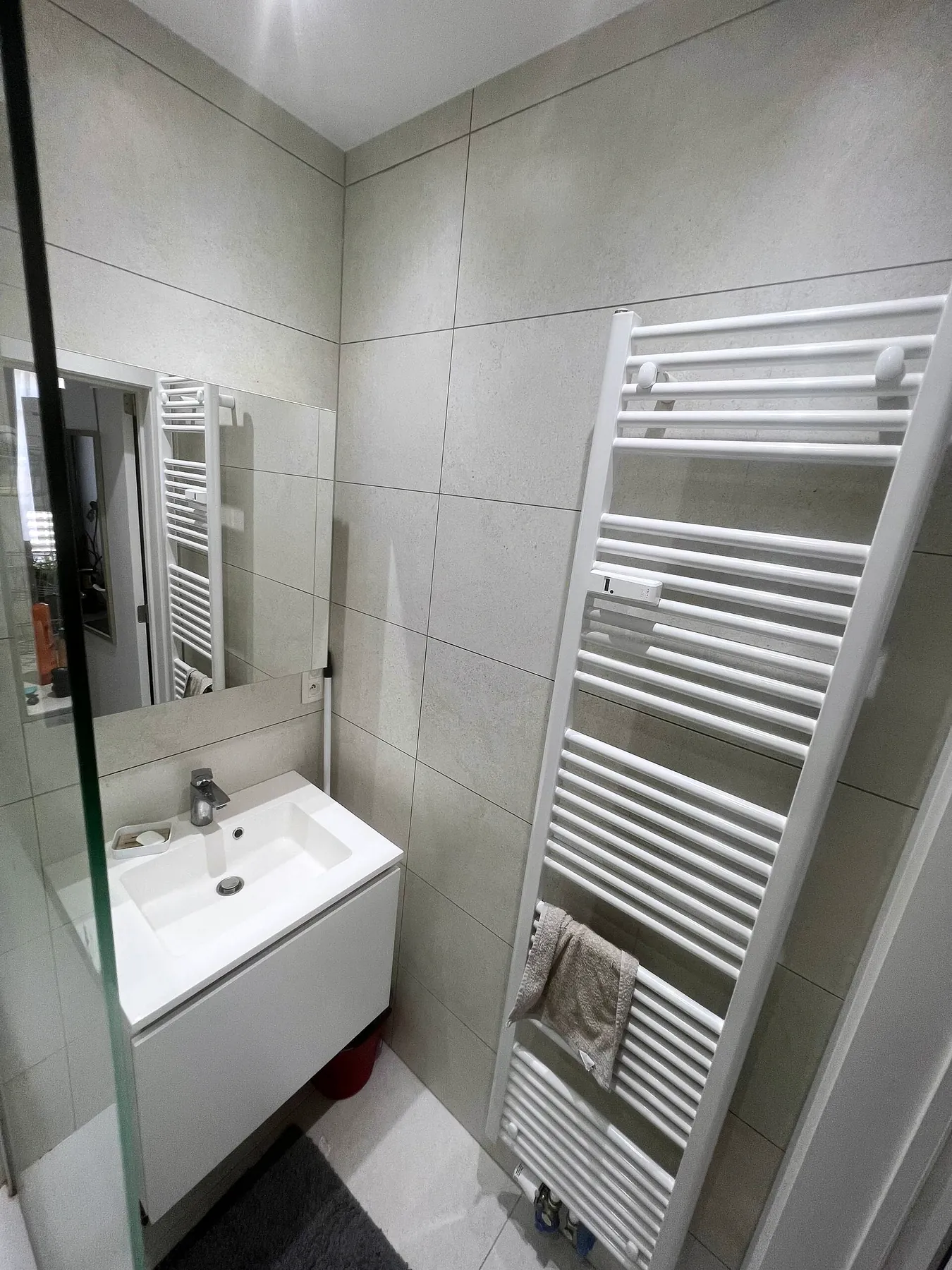 Basin and heated towel rail