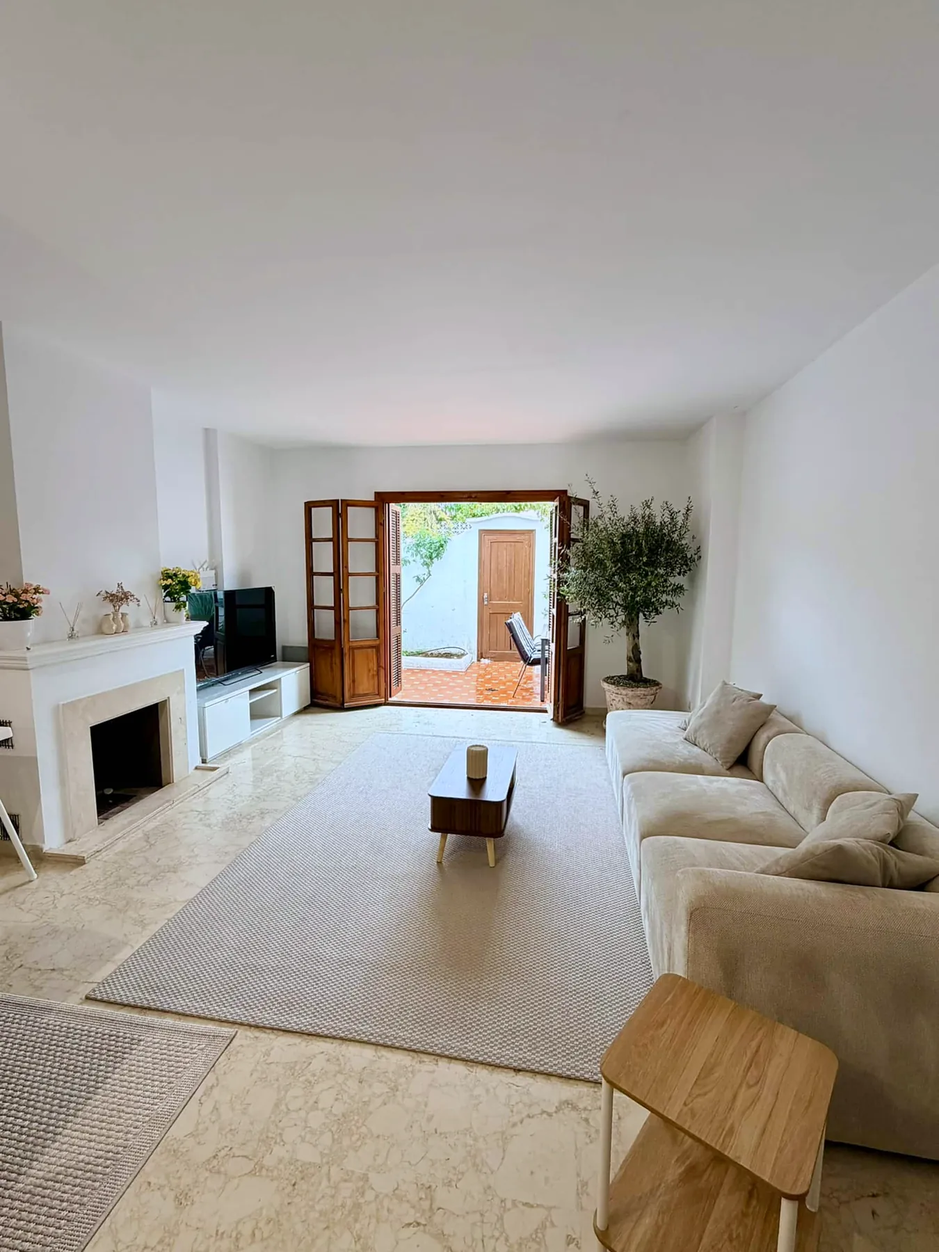 Living room looking out to the courtyard
