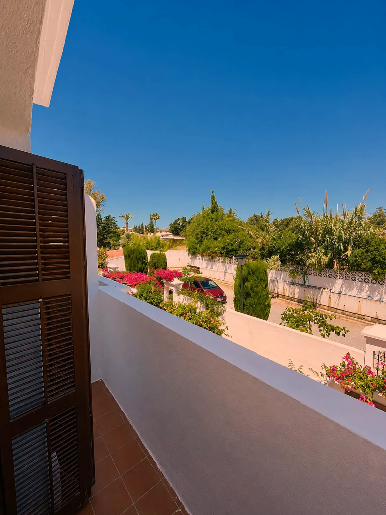 Balcony view over the gardens